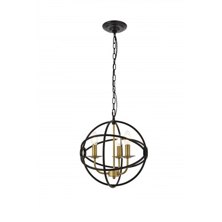 Elegant Lighting Octavia 3 light Brass and Dark Brown Pendant LD4006D14BRD